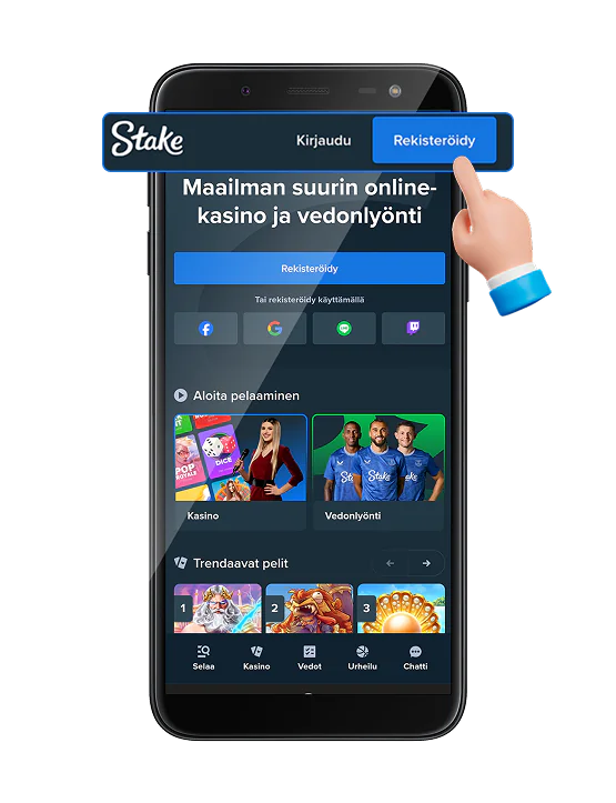 Mene viralliselle Stake-sivustolle ja rekisteröi tili, vaihe 1