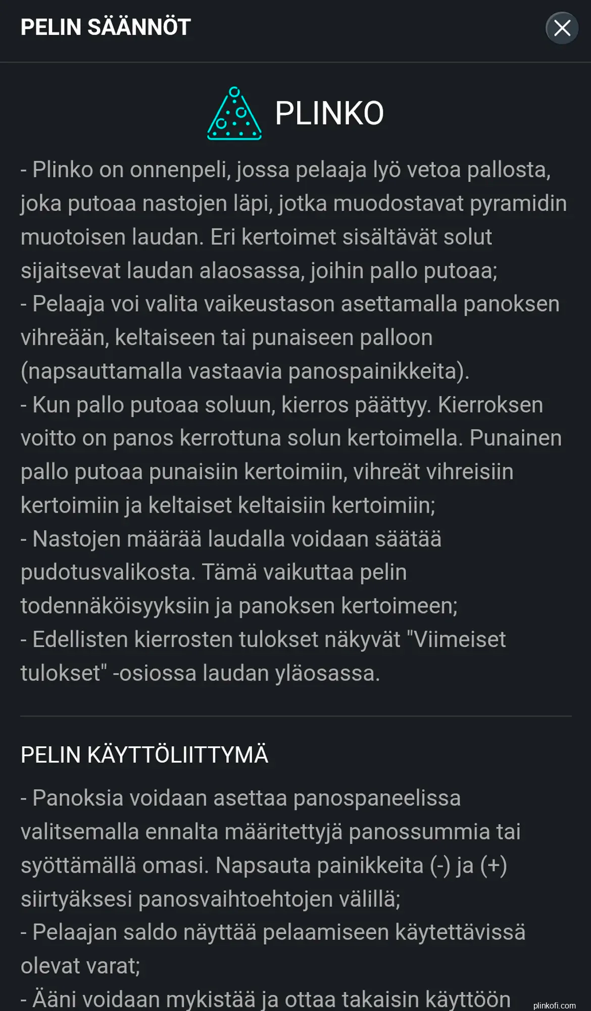 Plinko pelin säännöt